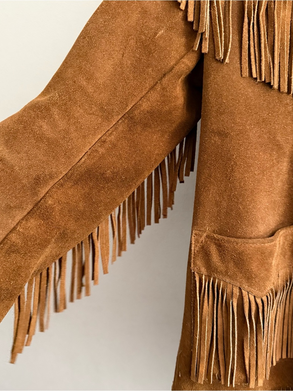 1970s Vintage Schott NYC Brown Suede Western Fringe Jacket Women’s Small - Picture 8 of 10